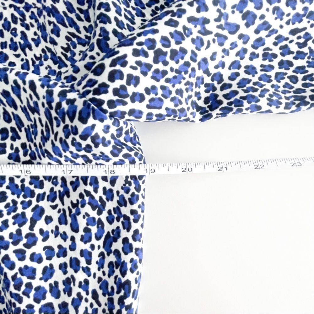 Juicy Couture Blouse Blue Black Leopard Women's M Button Up Long Sleeve Top - Picture 6 of 9